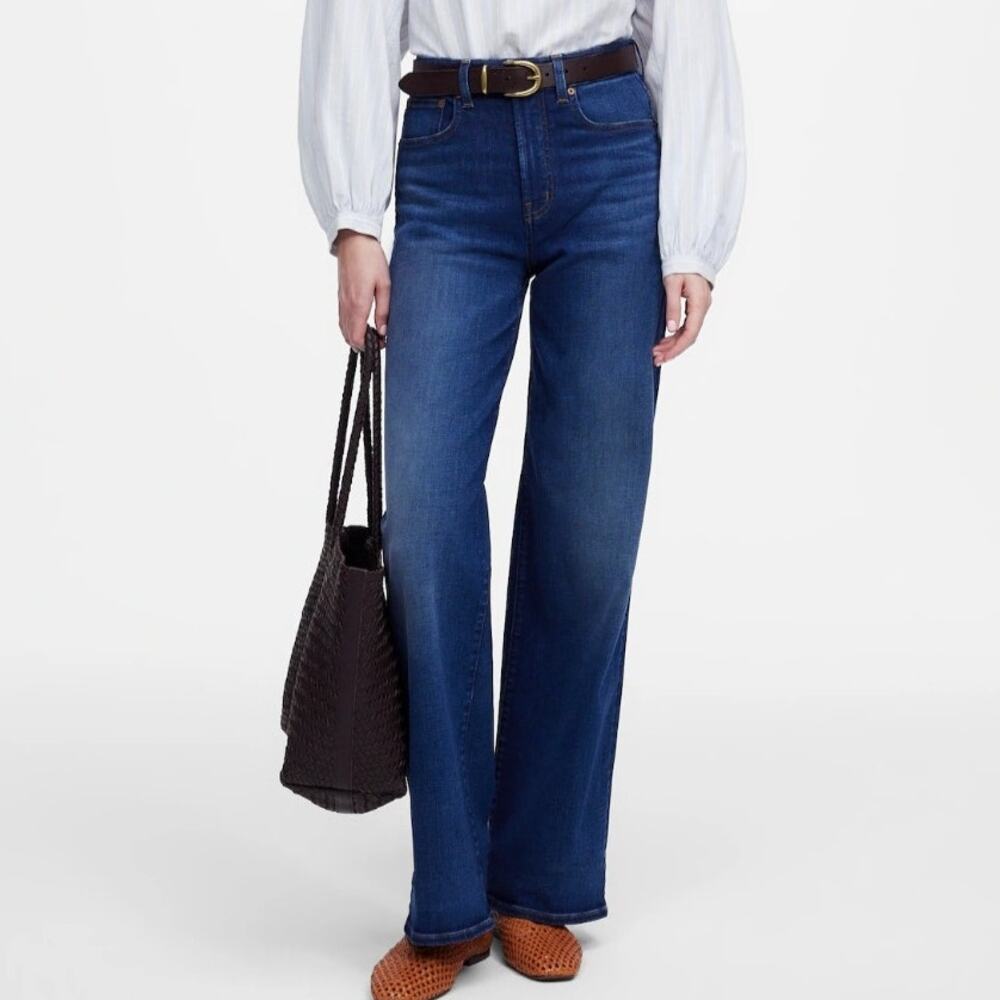 Madewell Perfect Vintage Wide Leg Jeans High Rise Super Stretch Dark Wash 27